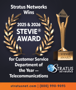 Stratus Networks 2025/2026 Stevie Award for Customer Service Department of the Year for Telecommunications